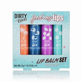Feed My Lips, Lip Balm Set, 4 x 4g Nourishing, Hydrating Lip Salve Tubes Gift Set, Variaty of Fruity and Flavours
