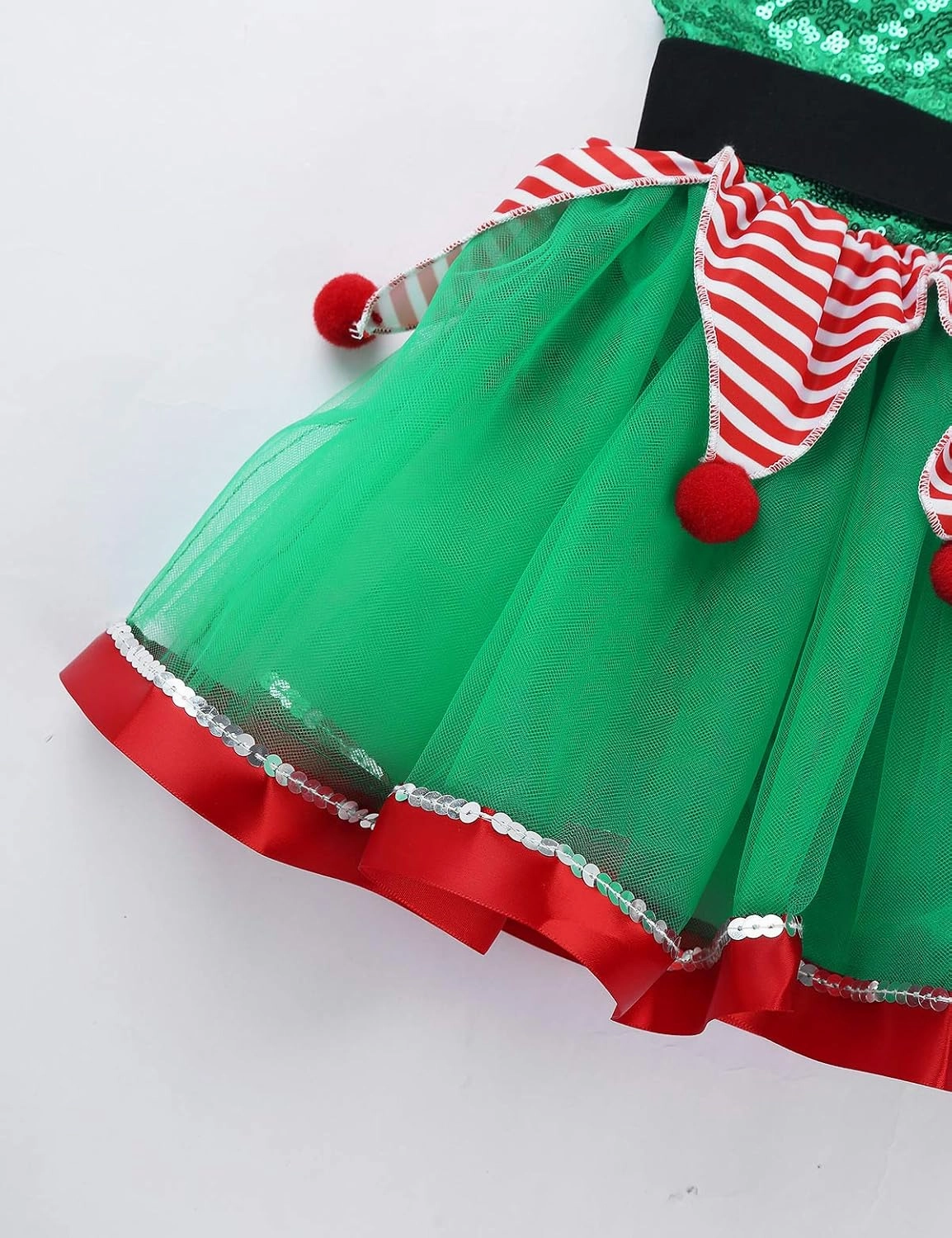 FEESHOW Children Girls Christmas Elf Santa Claus Frosty Snow-Man Costume Figure Ice Skating Ballet Dance Tutu Dress