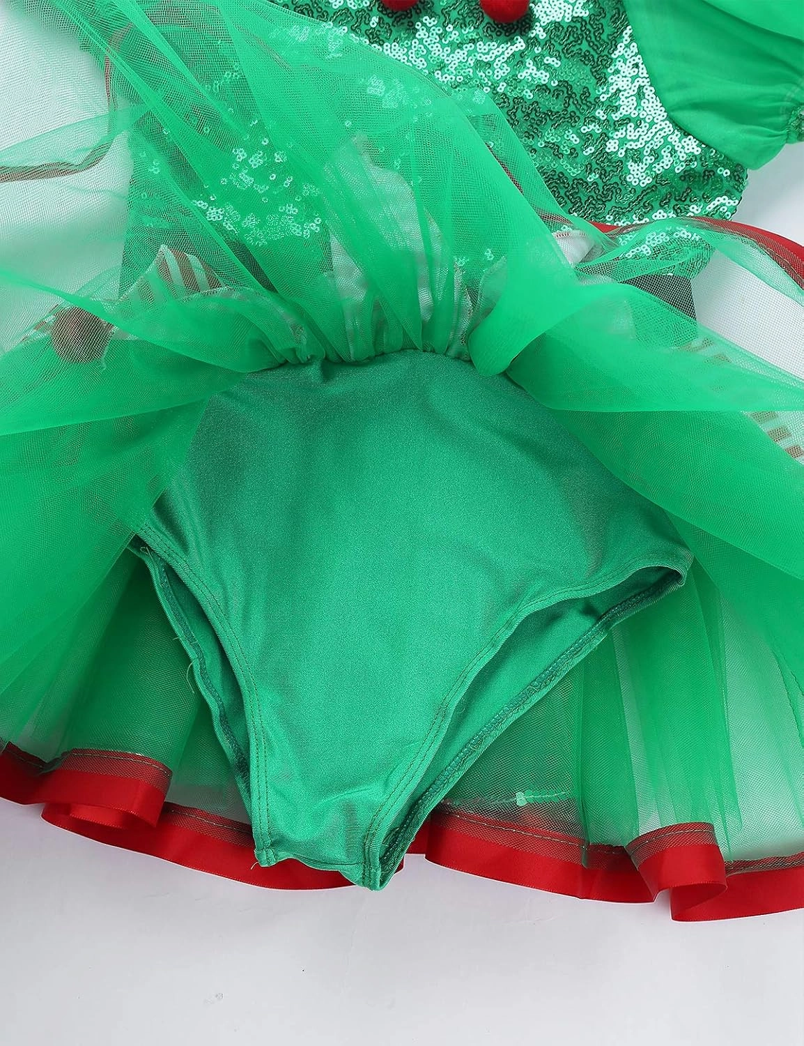 FEESHOW Children Girls Christmas Elf Santa Claus Frosty Snow-Man Costume Figure Ice Skating Ballet Dance Tutu Dress