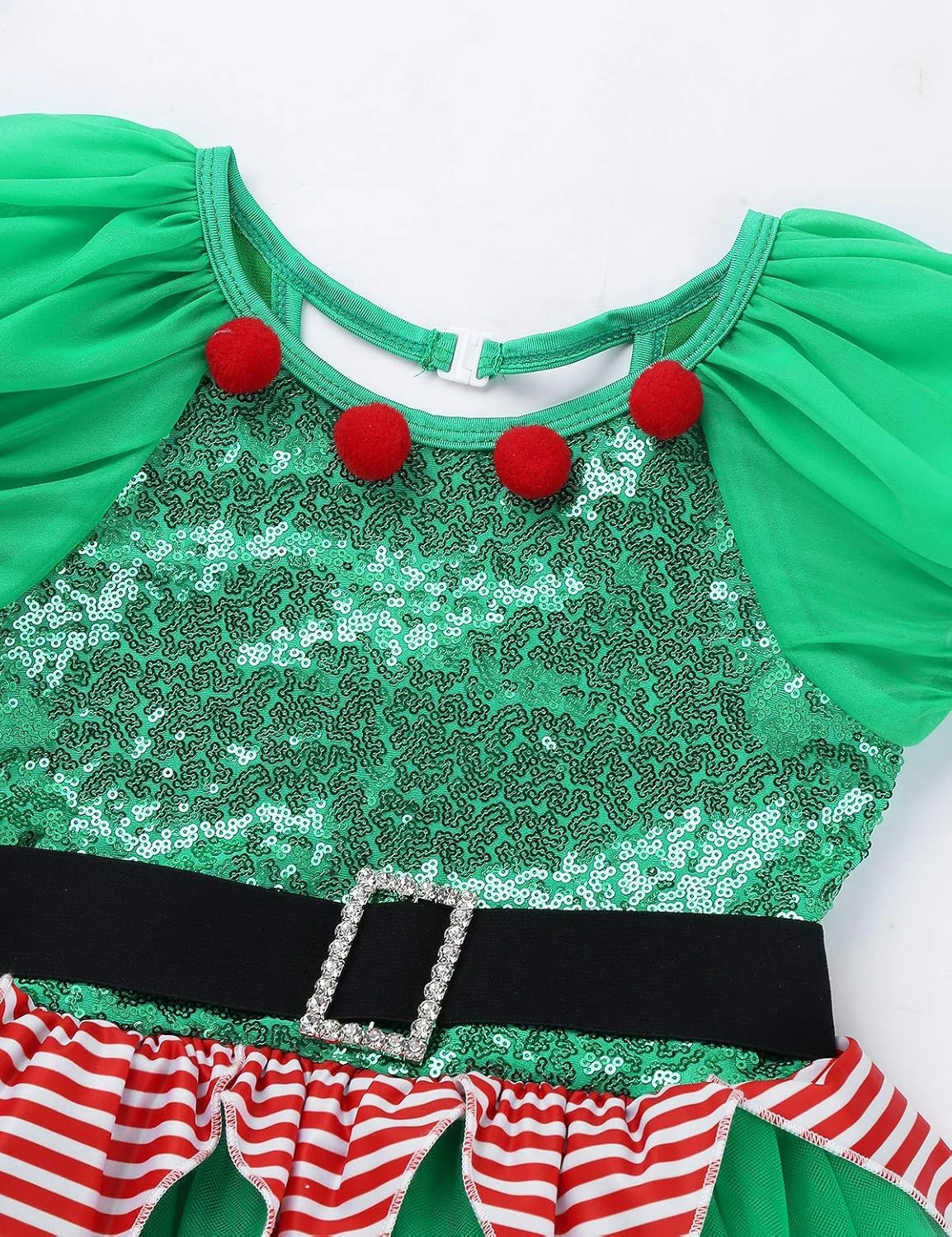 FEESHOW Children Girls Christmas Elf Santa Claus Frosty Snow-Man Costume Figure Ice Skating Ballet Dance Tutu Dress