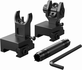 Feyachi Flip Up Rear Front and Iron Sights Best Backup fits Picatinny & Weaver Rails
