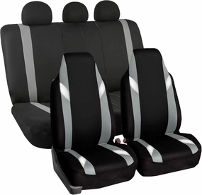 FH Group Automotive Protector Seat Covers Universal Fit Full Supreme Modernistic Gray Set Seat Covers, 1-Piece Front Seat Covers, Airbag Compatible, Split Bench Rear Car Seat Cover for SUV, Sedan