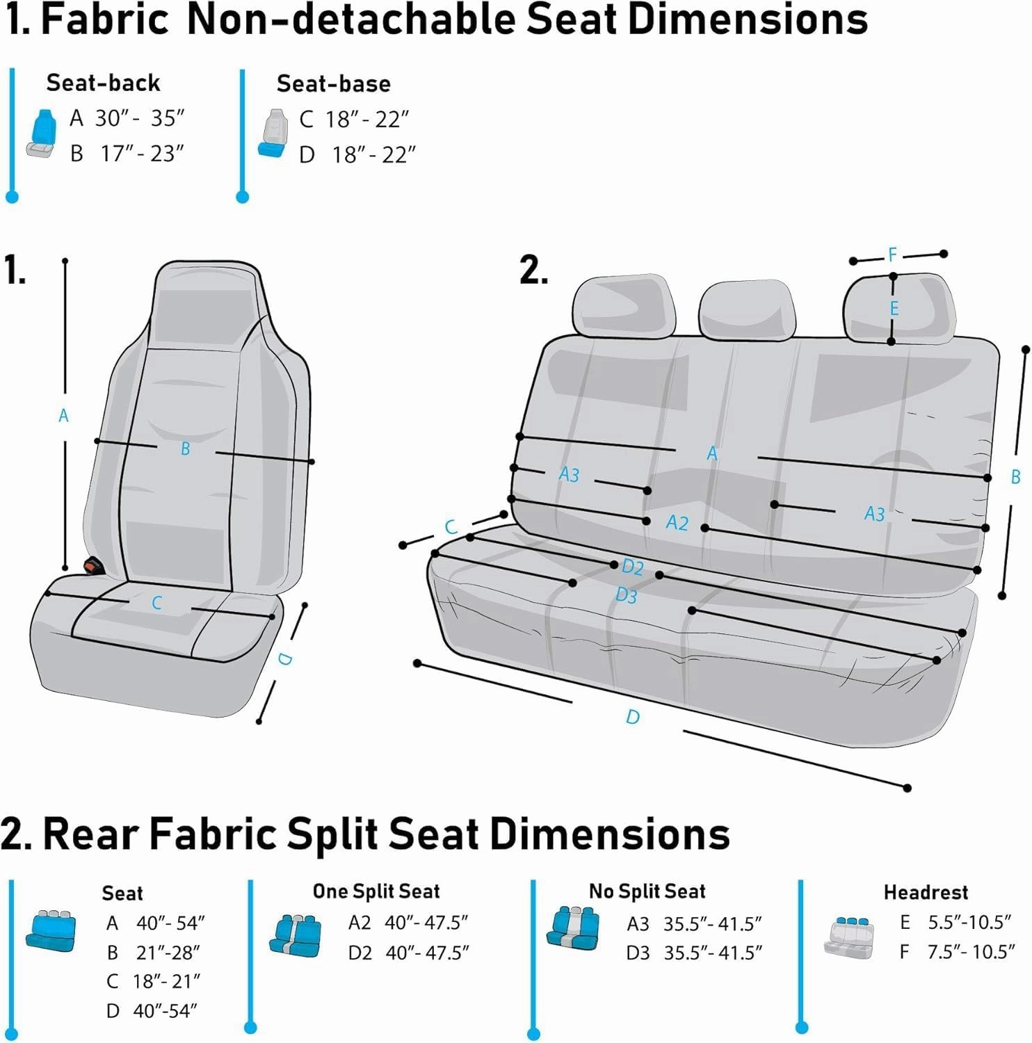 FH Group Automotive Protector Seat Covers Universal Fit Full Supreme Modernistic Gray Set Seat Covers, 1-Piece Front Seat Covers, Airbag Compatible, Split Bench Rear Car Seat Cover for SUV, Sedan