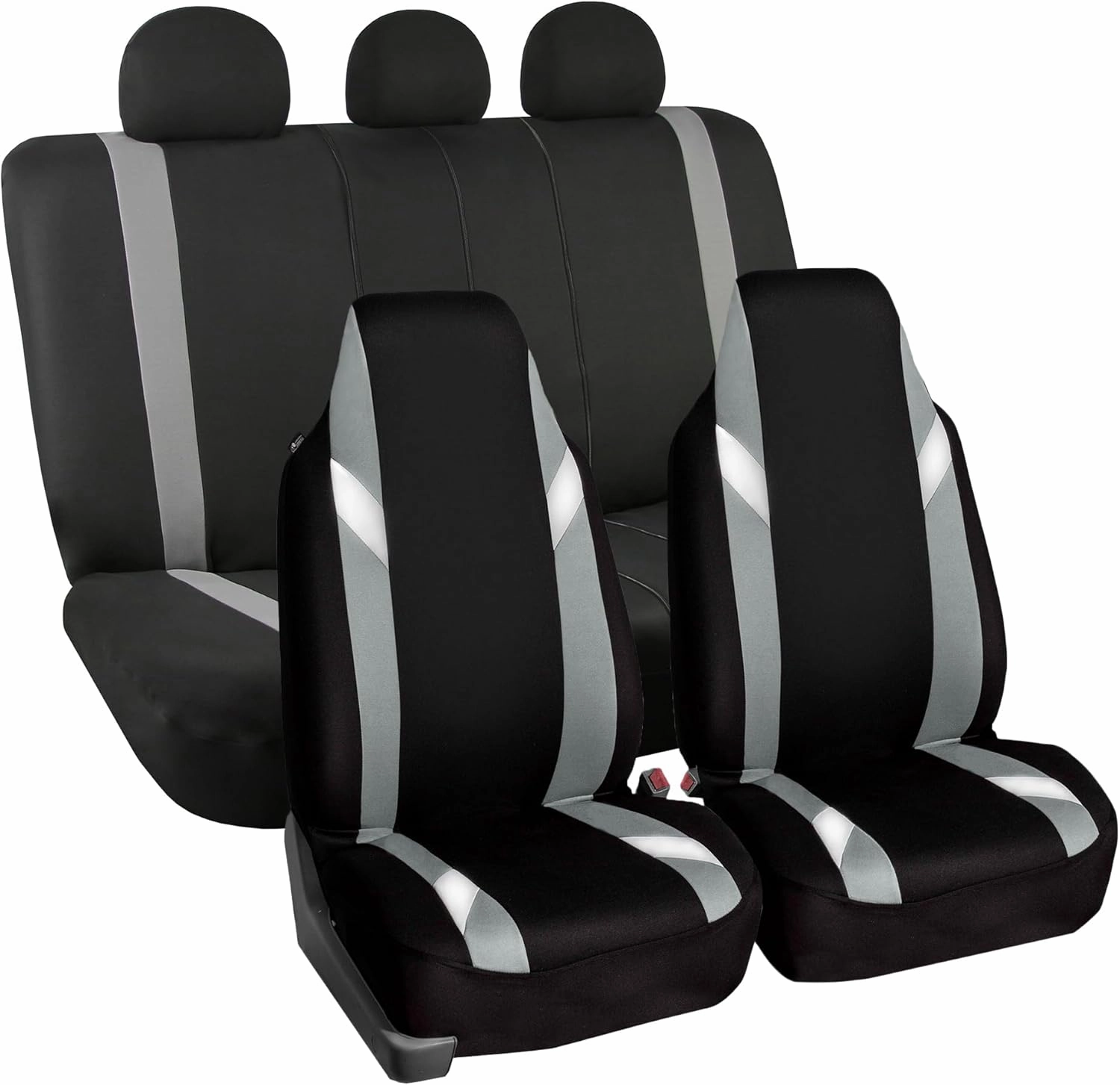 FH Group Automotive Protector Seat Covers Universal Fit Full Supreme Modernistic Gray Set Seat Covers, 1-Piece Front Seat Covers, Airbag Compatible, Split Bench Rear Car Seat Cover for SUV, Sedan
