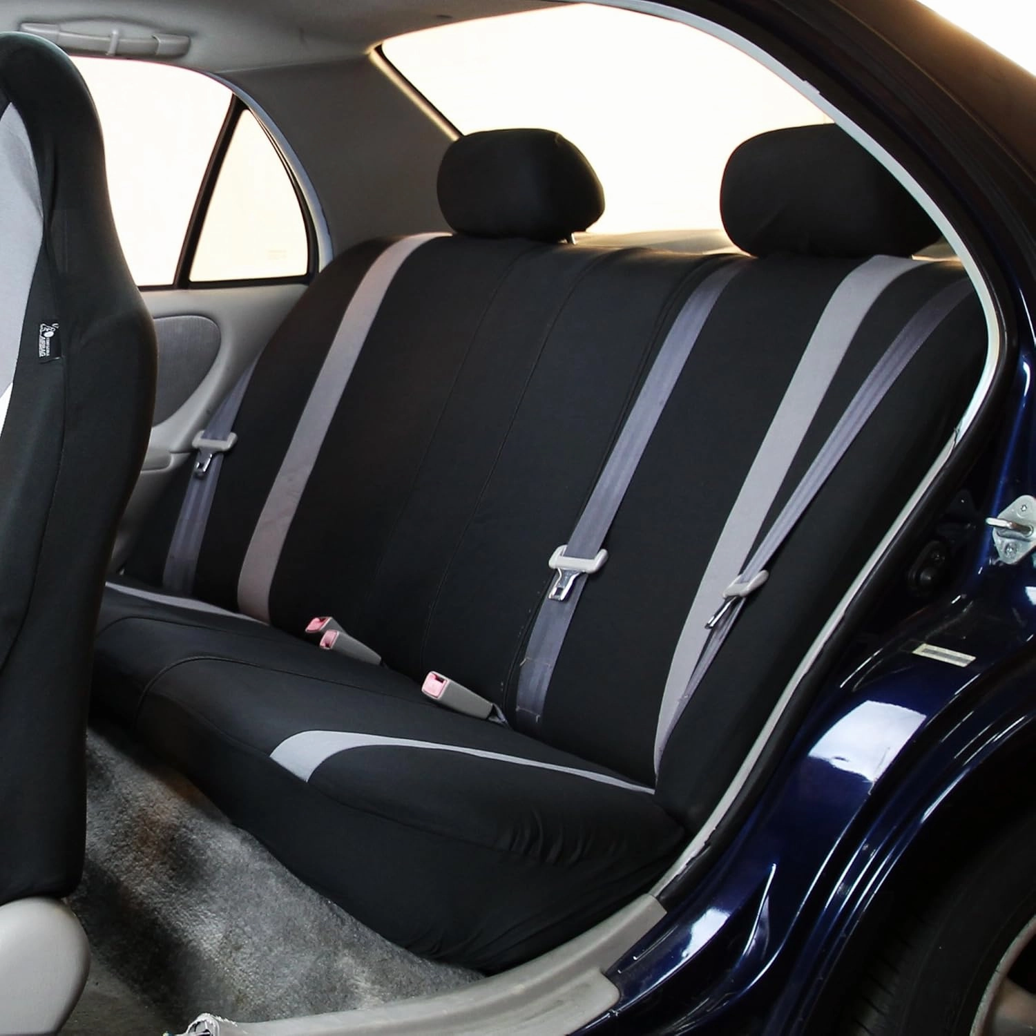 FH Group Automotive Protector Seat Covers Universal Fit Full Supreme Modernistic Gray Set Seat Covers, 1-Piece Front Seat Covers, Airbag Compatible, Split Bench Rear Car Seat Cover for SUV, Sedan