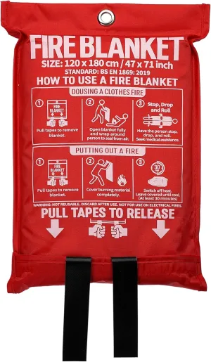 Fire Blanket, 47 in x71 in,Fiberglass Fire Blanket for Home,Kitchen,1 Pack