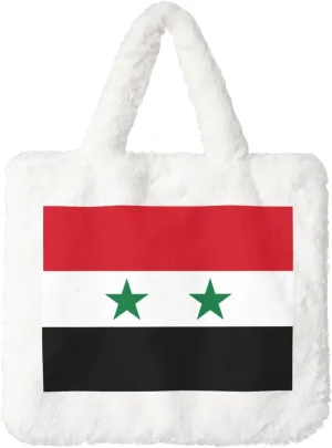 Flag of the Syrian Arab Republic Plush Handbag - Perfect for Autumn & Winter, Ideal as Coin Pouch Ideal Gift for Christmas and Valentine's Day