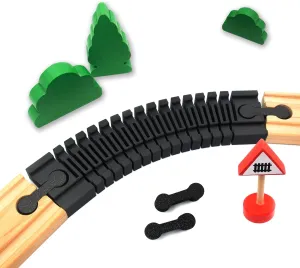 Flex Rail - Curve up to 90° for Wooden Railways, Compatible with Brio, Eichhorn, IKEA Lillabo, Rail Connector, Flexible Rail, 16 cm Long, Includes Adapter, Always Fits