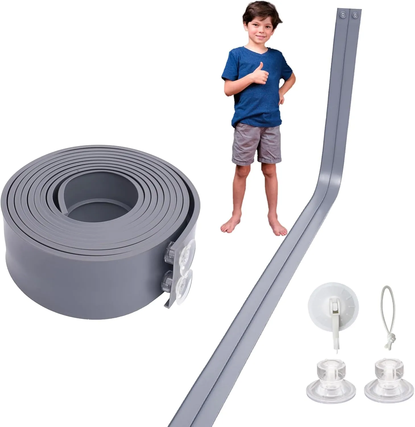 Flex Track 15 Ft Starter Set with Suction Cups Compatible with Hot Wheels and Diecast 1/64th Cars for Ages 3 & Up Green Gray Orange Classic Long Rolls Up Portable Racetrack (Gray)