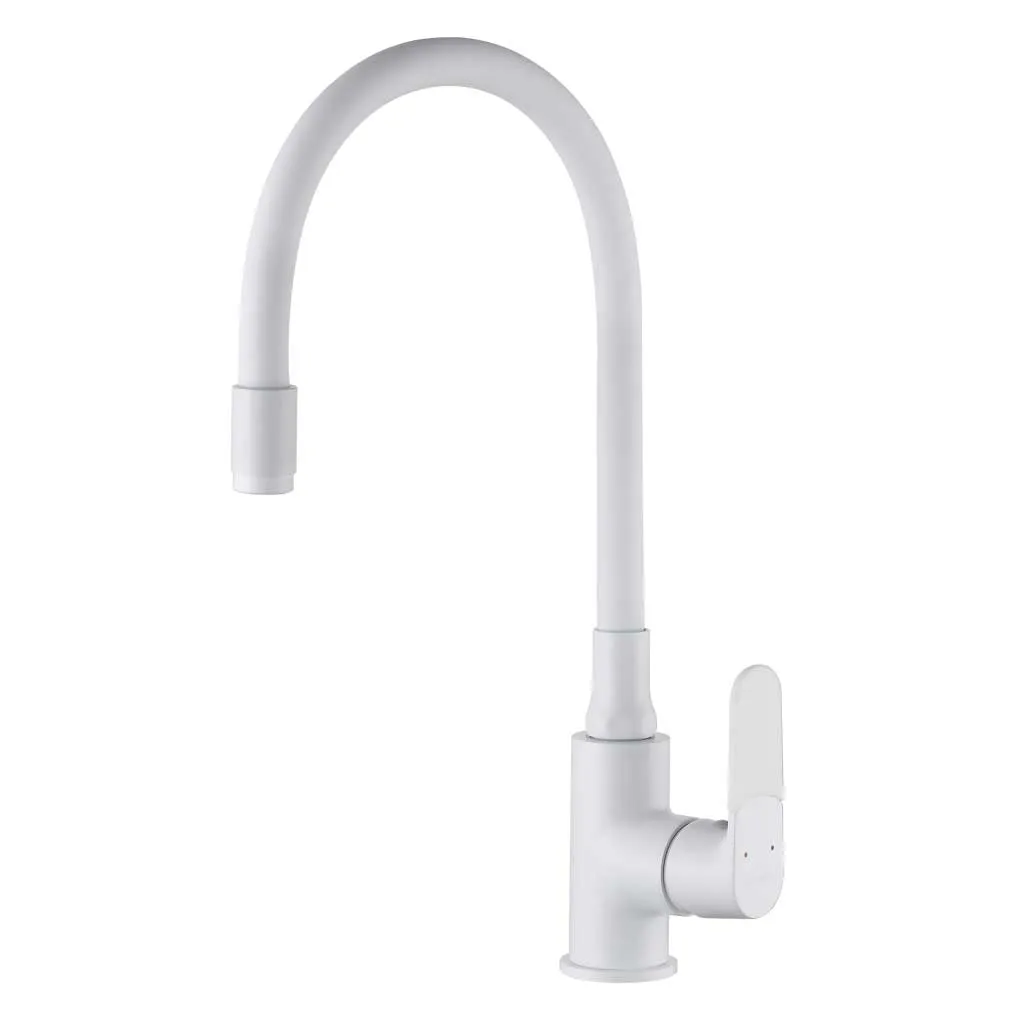 Flexible Spout Memory Kitchen Tap Tall Single Lever Deck Mounted