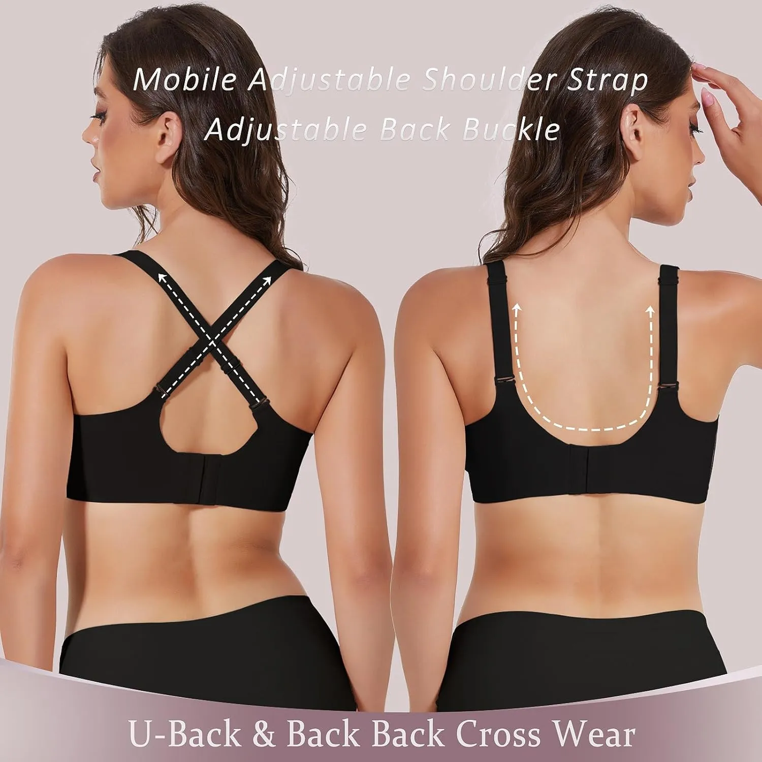 Floral Wireless Bras for Women No Underwire Seamless Bralettes for Women with Support V Neck Wavy Womens Bras