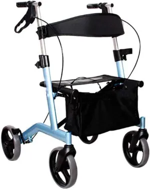 Folding Rollator Rollator Walkers Folding 4 Wheel Rollator Walker Shopping Trolley, Walking Aid for Elderly with Seat and Detachable Storage Bag Adjustable Height