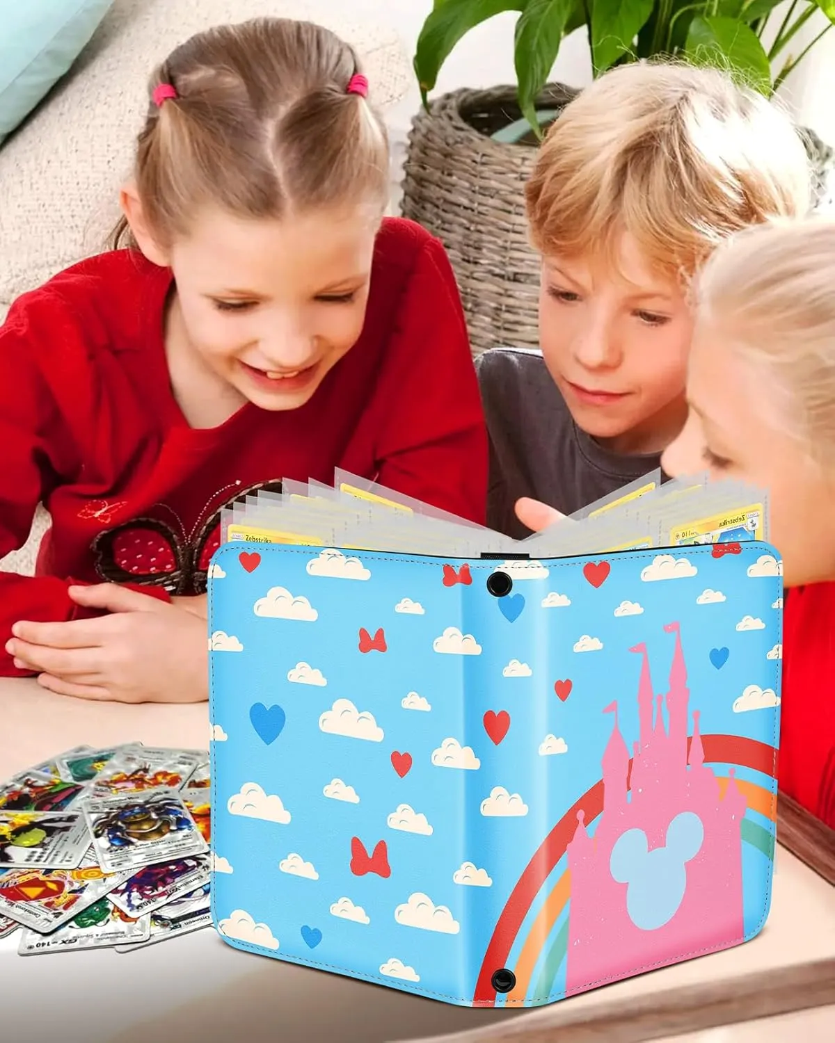 for 4 Pocket Card Binder with 440 Pockets - Trading Card Collection Album Folder for Men Boys Teens Castle Design for Sports Cards Game Cards with Zipper Hand Carrying Rope
