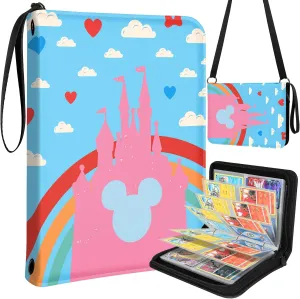 for 4 Pocket Card Binder with 440 Pockets - Trading Card Collection Album Folder for Men Boys Teens Castle Design for Sports Cards Game Cards with Zipper Hand Carrying Rope