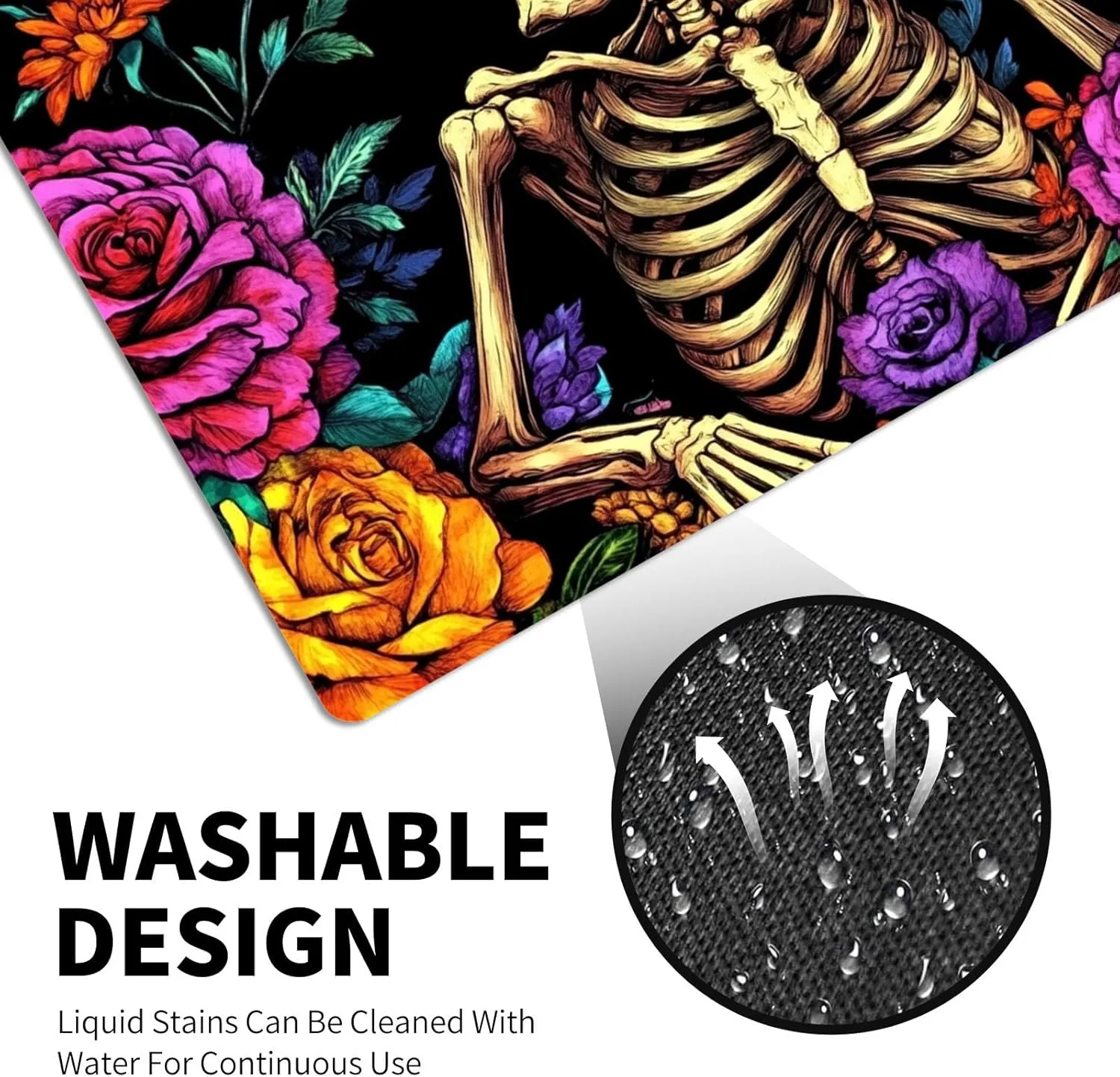 for Mtg Deck Box & Mtg Playmat, Skeleton Colorful Flowers Versatile Trading Card Storage Box Solution and Card Sleeves, Keep Your Cards Organized and Protected