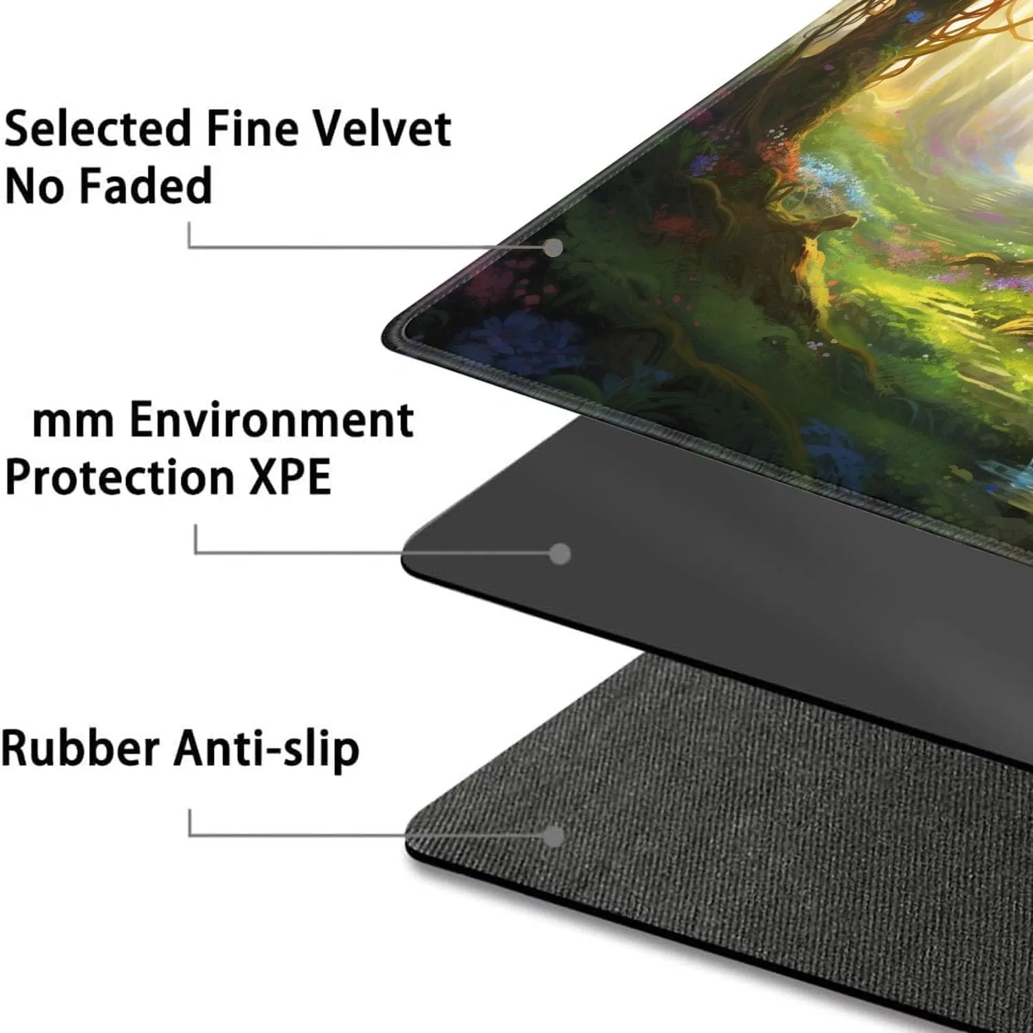 for MTG Playmat   Drawstring Travel Pouch   6 Dice Counter, for Tabletop Trading Card Game Playmats or Large Mouse Pad, Anti-Slip Rubber 24 x 14 in, Enchanted Forest for TCG Playmat