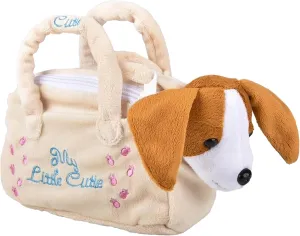 Forest & Twelfth Cream Puppy Stuffed Animal in Purse – Soft Dog Bag with Removable Toy Dog Stuffed Animal with Embroidered Puppy and Heart, Ideal Puppy Toy Gift for Kids (Cream)