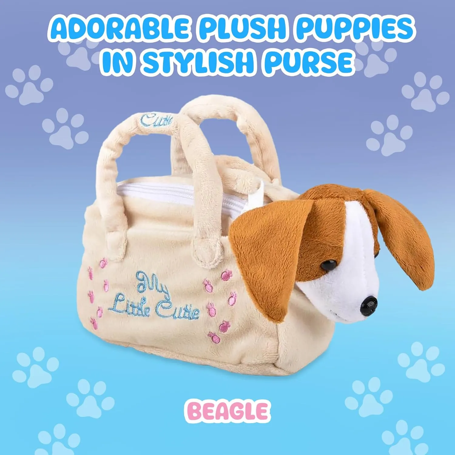 Forest & Twelfth Cream Puppy Stuffed Animal in Purse – Soft Dog Bag with Removable Toy Dog Stuffed Animal with Embroidered Puppy and Heart, Ideal Puppy Toy Gift for Kids (Cream)