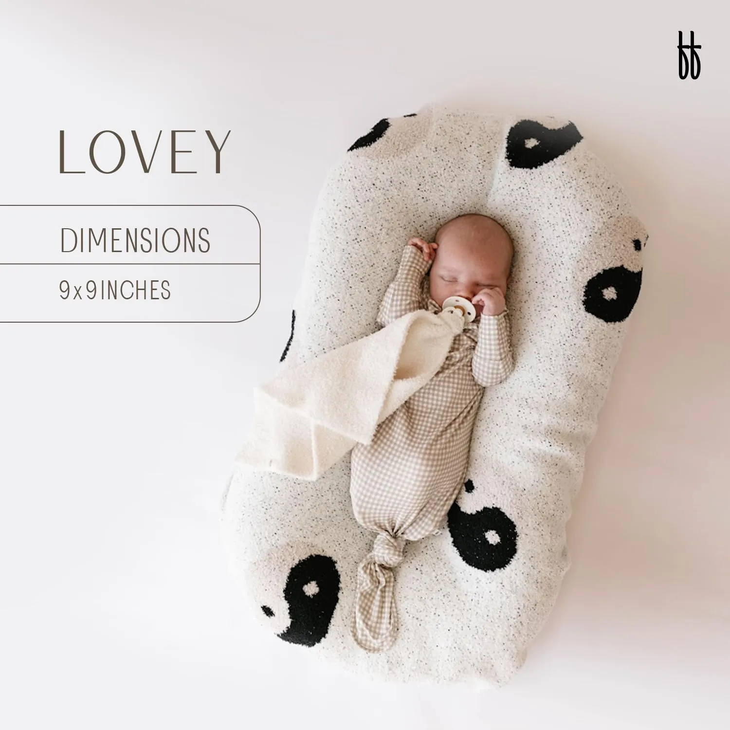 Forever French Baby | Lovey | Pacifier Holder | Lovey Gifts | Boy & Girl | Ideal for Age 0 Months & Up | Microfiber Feather Yarn | Pacifier Not Included (Checkerboard)