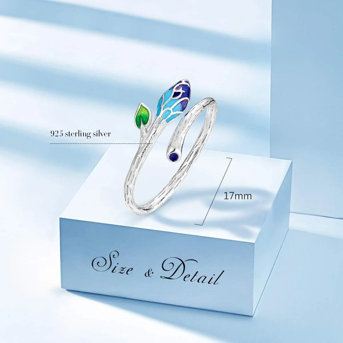 FOREVER QUEEN Women Olive Leaf Ring Sterling Silver 18K Gold plated Adjustable Infinity Leaf Branch Ring Stackbale Band Mother Wife Valentine Mother Day Gift