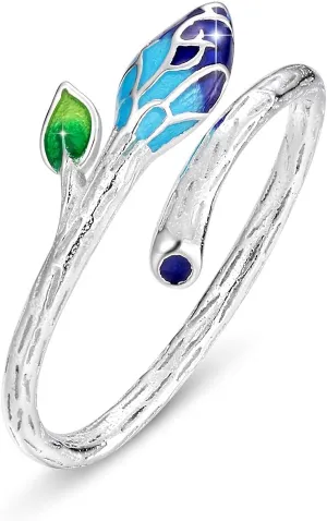FOREVER QUEEN Women Olive Leaf Ring Sterling Silver 18K Gold plated Adjustable Infinity Leaf Branch Ring Stackbale Band Mother Wife Valentine Mother Day Gift