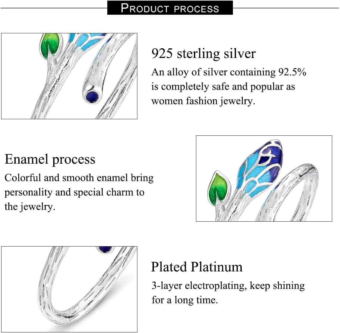 FOREVER QUEEN Women Olive Leaf Ring Sterling Silver 18K Gold plated Adjustable Infinity Leaf Branch Ring Stackbale Band Mother Wife Valentine Mother Day Gift