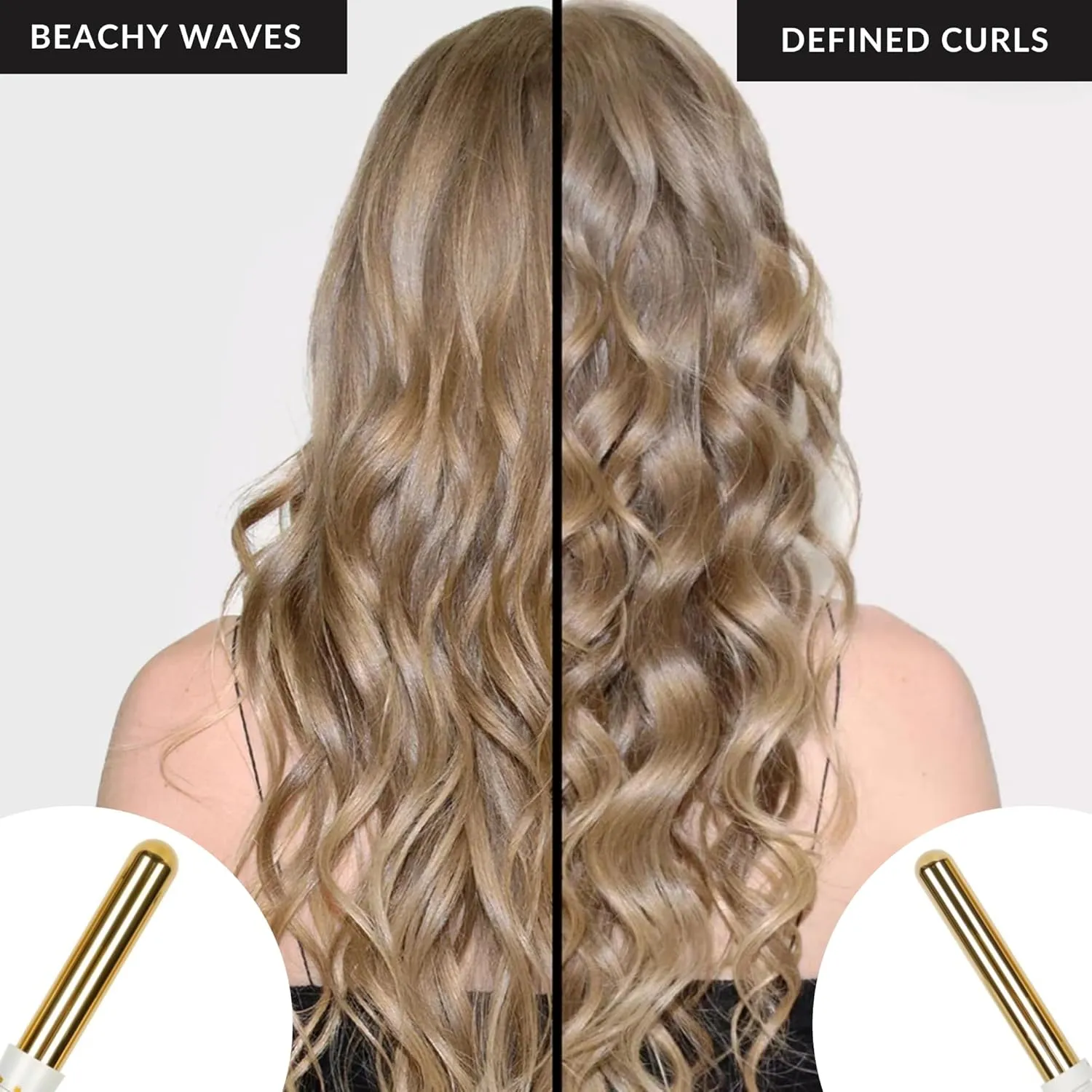 FoxyBae 5-in-1 Interchangeable Hair Tools Set - 1" Flat Iron Hair Straightener, 3 Barrels Hair Crimper, 3 Ceramic Curling Wands 0.75"-1.25", Salon Grade Waver & Curler (Pearl White - Gold)
