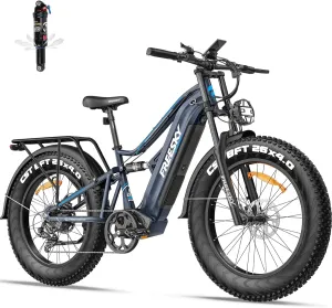 FREESKY 2000W Electric Bike with BAFANG Motor & 48V 30Ah Samsung Cells Battery, 35MPH Max Speed, 120 Miles Range, Full Suspension Mountain Ebike for Adult, 26" Fat Tires, Smart Keys, Hydraulic Brakes