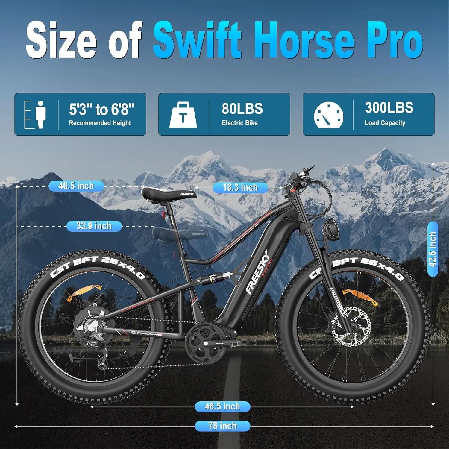 FREESKY 2000W Electric Bike with BAFANG Motor & 48V 30Ah Samsung Cells Battery, 35MPH Max Speed, 120 Miles Range, Full Suspension Mountain Ebike for Adults, 26" Fat Tires, Smart Keys, Hydraulic Brakes