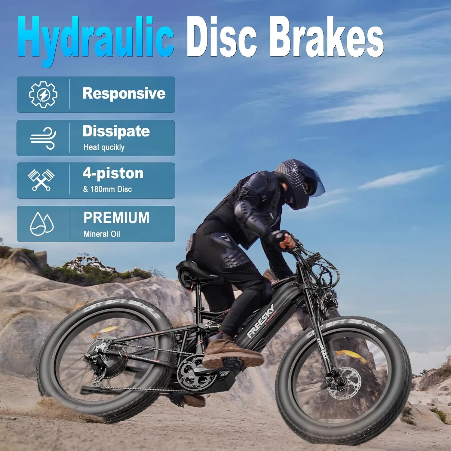 FREESKY 2000W Electric Bike with BAFANG Motor & 48V 30Ah Samsung Cells Battery, 35MPH Max Speed, 120 Miles Range, Full Suspension Mountain Ebike for Adults, 26" Fat Tires, Smart Keys, Hydraulic Brakes