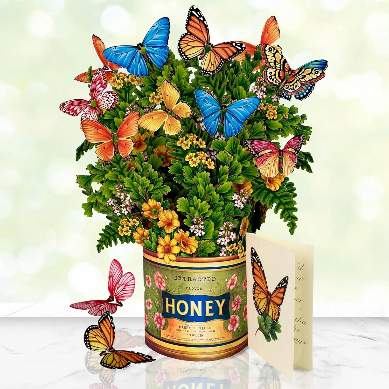 Freshcut Paper Pop Up Cards, Butterflies & Buttercups, 12 Inch Life Sized Forever Flower Bouquet 3D Popup Greeting Card, Birthday Cards, Thank You Card, Blank Notecard & Envelope