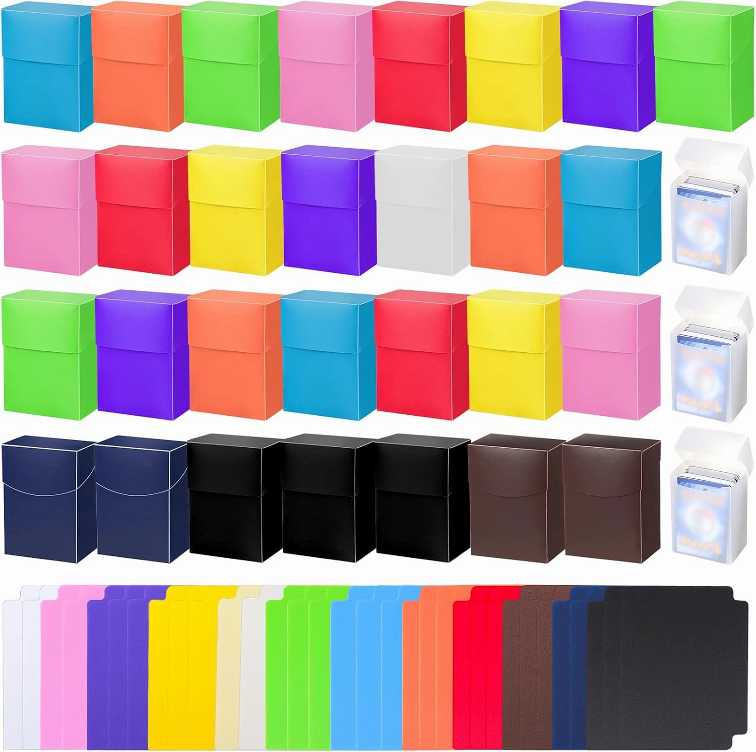 Frienda 32 Pack Deck Cards Boxes, Large Capacity with 64 Dividers, Fits 80  Trading Card Storage Organizer Cases for Sports and Games