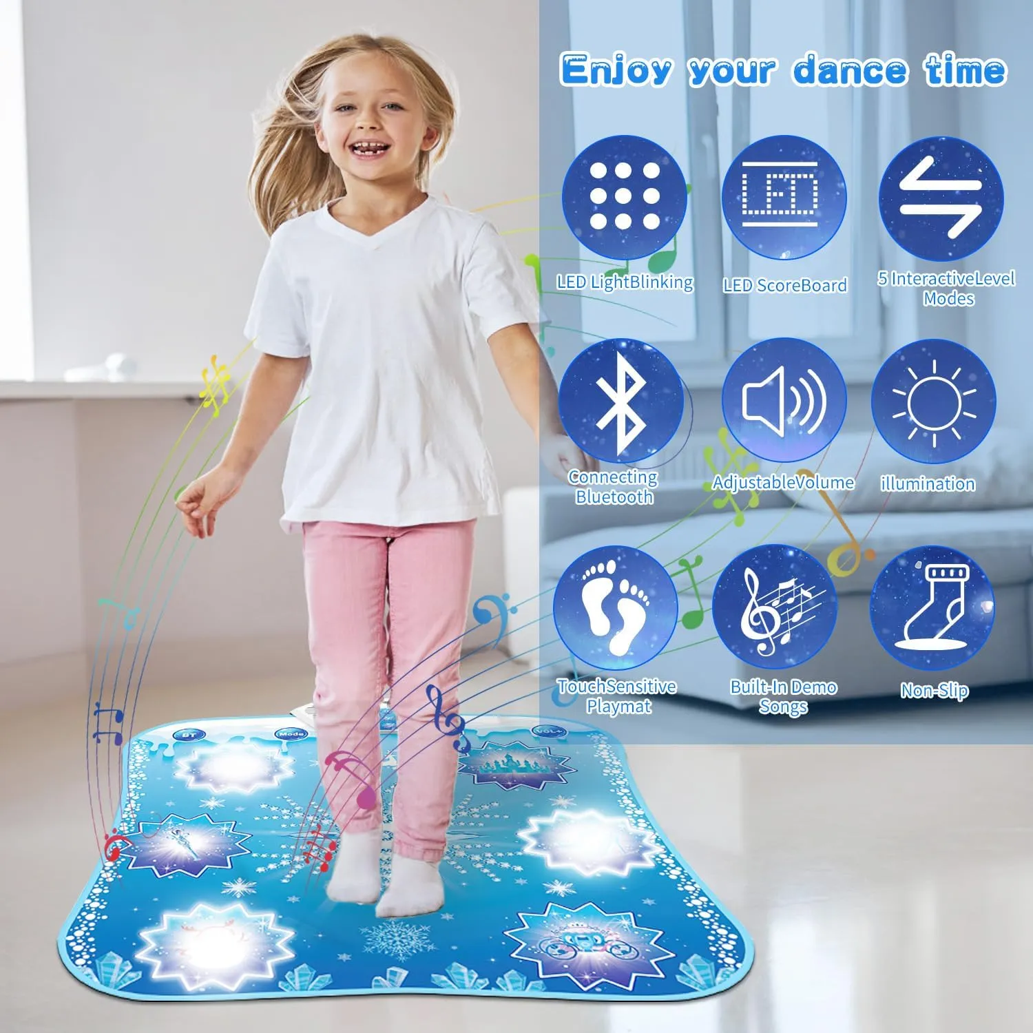 Frozen Toys Dance Mat for Girls - Electronic Dance Mat with Wireless Bluetooth for Children,Light Up LED Kids Musical Mat, Dance Floor Mat,Birthday Xmas Gifts for 3 5 7 9 10  Year Old Girls Boys