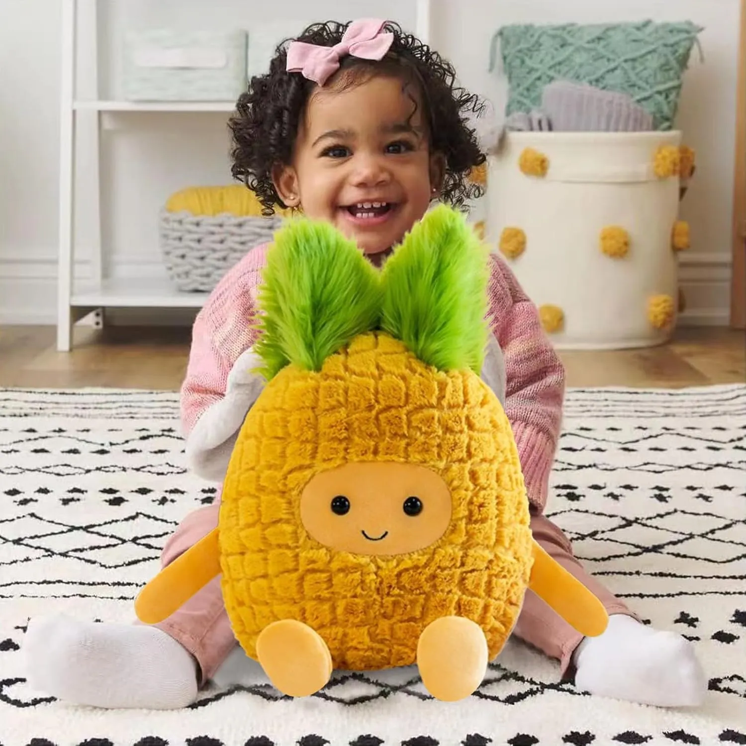 Fruit Pineapple Stuffed Animals Plush Toys - Super Soft & Washable, Adorable Kids Character Animal Pillows, Perfect for Room Decor, Gifts for Ages 3 , Showcase Your Mood (Yellow-Pineapple,11 inch)