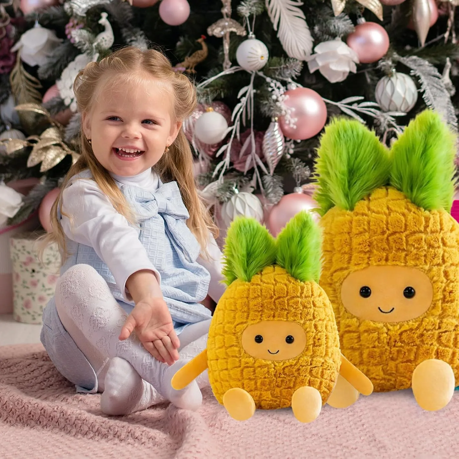 Fruit Pineapple Stuffed Animals Plush Toys - Super Soft & Washable, Adorable Kids Character Animal Pillows, Perfect for Room Decor, Gifts for Ages 3 , Showcase Your Mood (Yellow-Pineapple,11 inch)