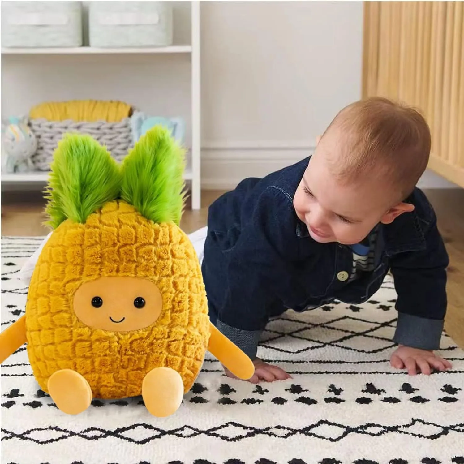 Fruit Pineapple Stuffed Animals Plush Toys - Super Soft & Washable, Adorable Kids Character Animal Pillows, Perfect for Room Decor, Gifts for Ages 3 , Showcase Your Mood (Yellow-Pineapple,11 inch)