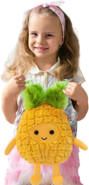 Fruit Pineapple Stuffed Animals Plush Toys - Super Soft & Washable, Adorable Kids Character Animal Pillows, Perfect for Room Decor, Gifts for Ages 3 , Showcase Your Mood (Yellow-Pineapple,11 inch)