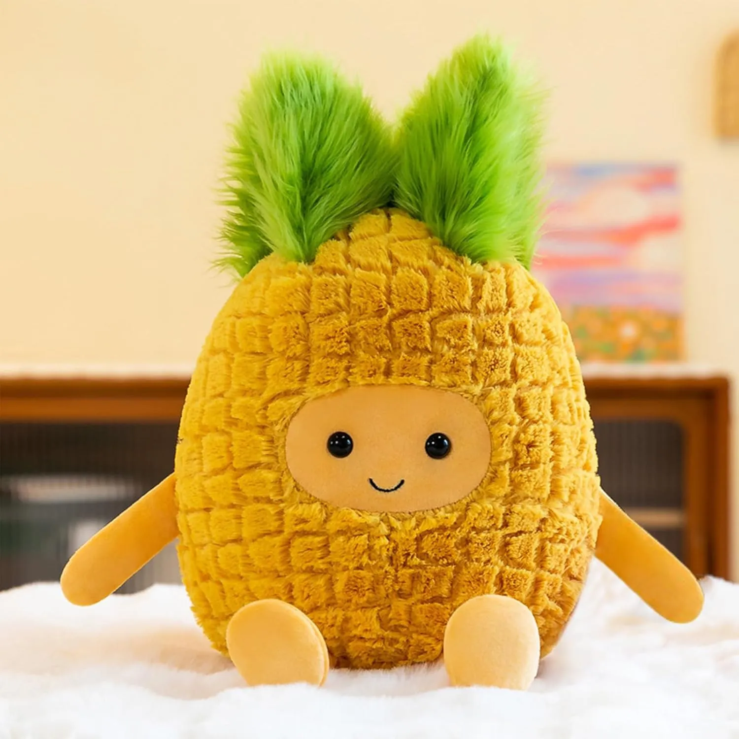 Fruit Pineapple Stuffed Animals Plush Toys - Super Soft & Washable, Adorable Kids Character Animal Pillows, Perfect for Room Decor, Gifts for Ages 3 , Showcase Your Mood (Yellow-Pineapple,11 inch)
