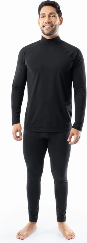 Fruit of the Loom Men's Sueded Jersey Mock Neck Thermal Underwear Base Layer Set