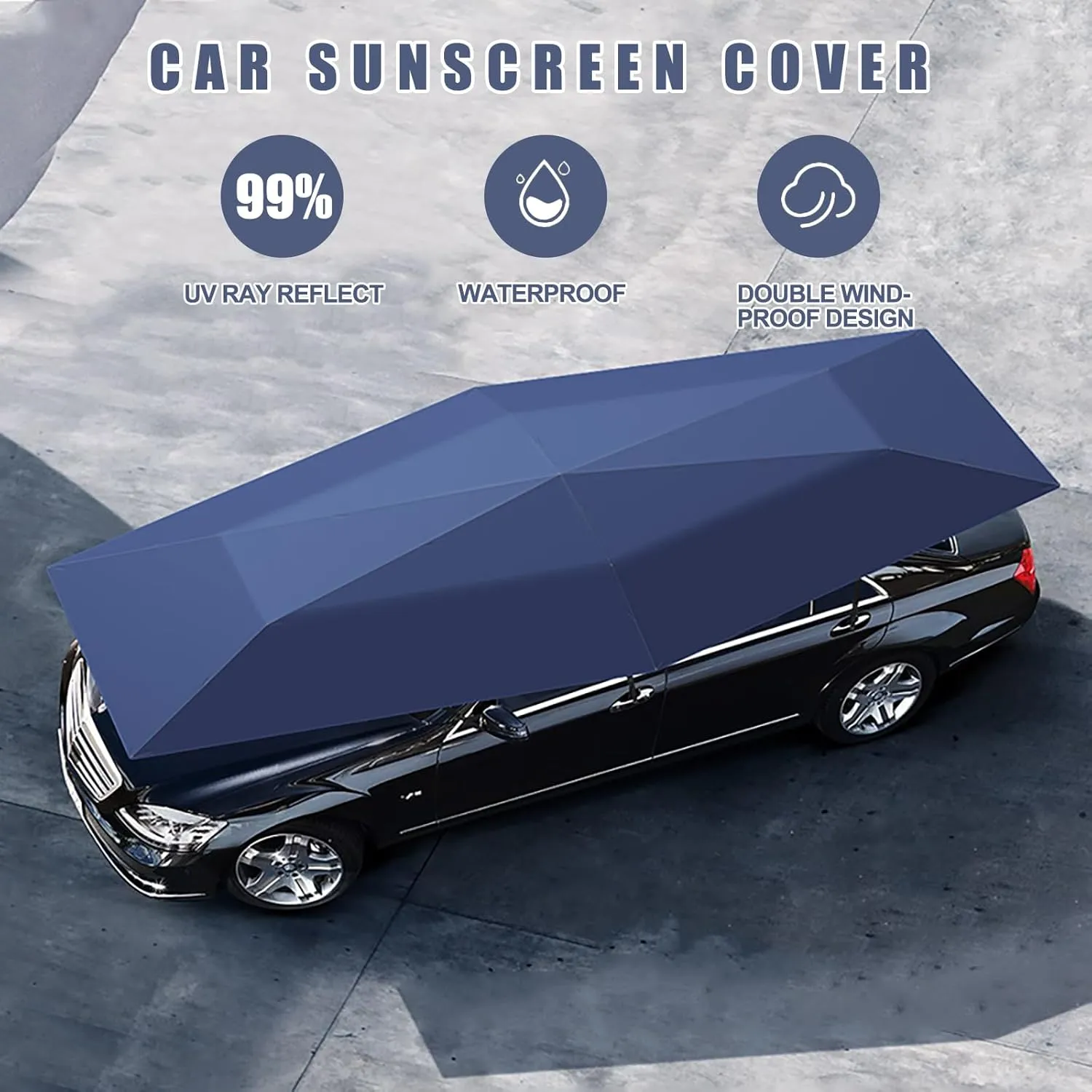 Fully Automatic Car Tent Removable Carport Folding Portable Car Protection Car Umbrella Sun Protection Car Awning Cover with Remote Control Blue 165 in