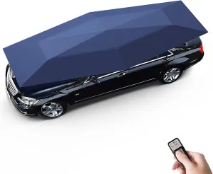 Fully Automatic Car Tent Removable Carport Folding Portable Car Protection Car Umbrella Sun Protection Car Awning Cover with Remote Control Blue 165 in