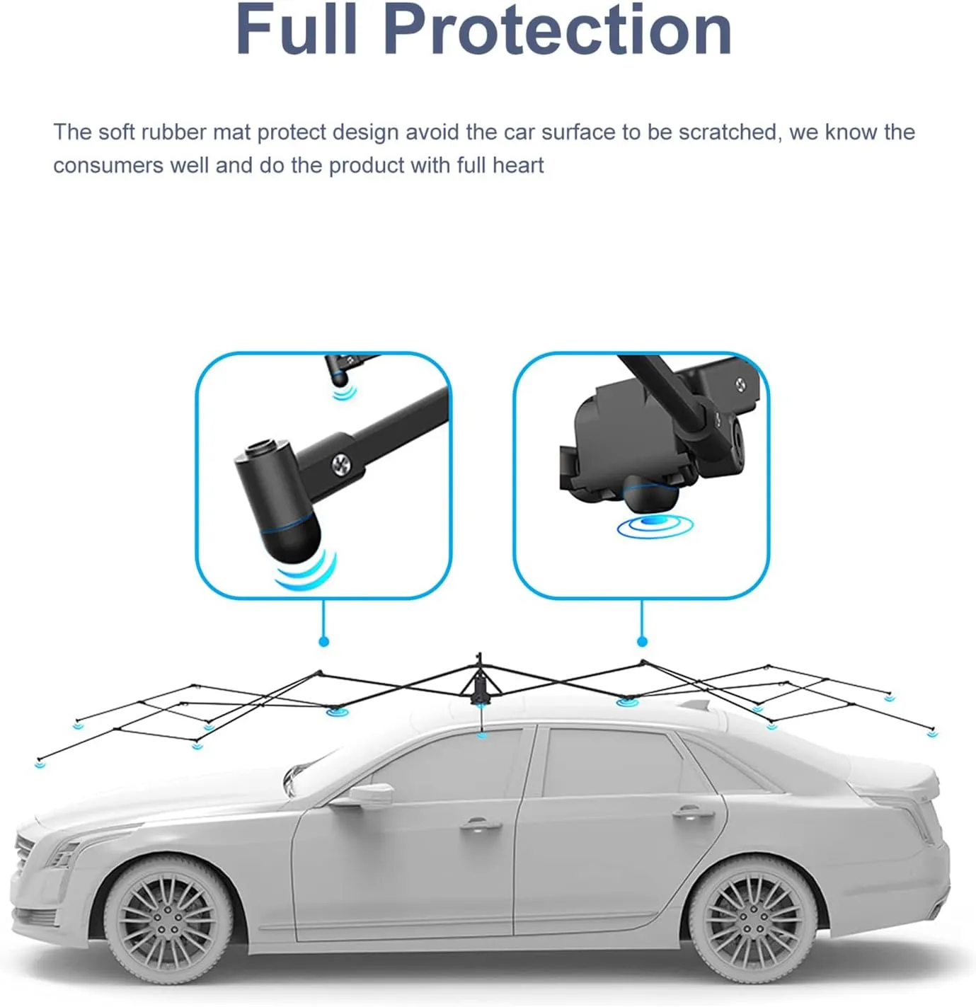 Fully Automatic Car Tent Removable Carport Folding Portable Car Protection Car Umbrella Sun Protection Car Awning Cover with Remote Control Blue 165 in