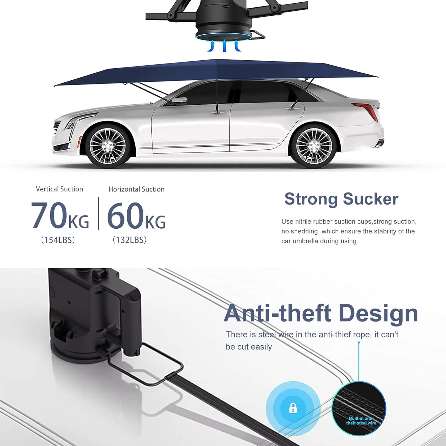 Fully Automatic Car Tent Removable Carport Folding Portable Car Protection Car Umbrella Sun Protection Car Awning Cover with Remote Control Blue 165 in