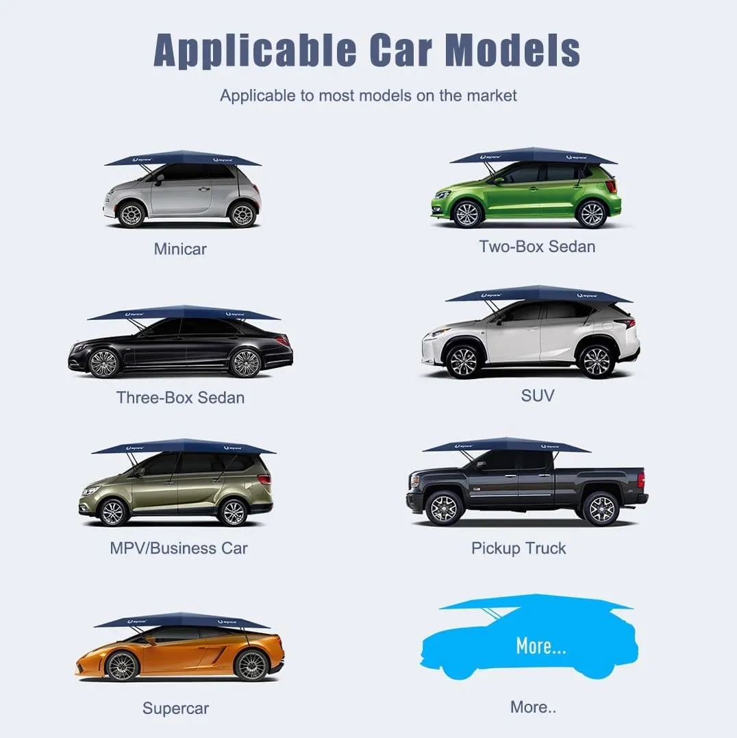 Fully Automatic Car Tent Removable Carport Folding Portable Car Protection Car Umbrella Sun Protection Car Awning Cover with Remote Control Blue 165 in