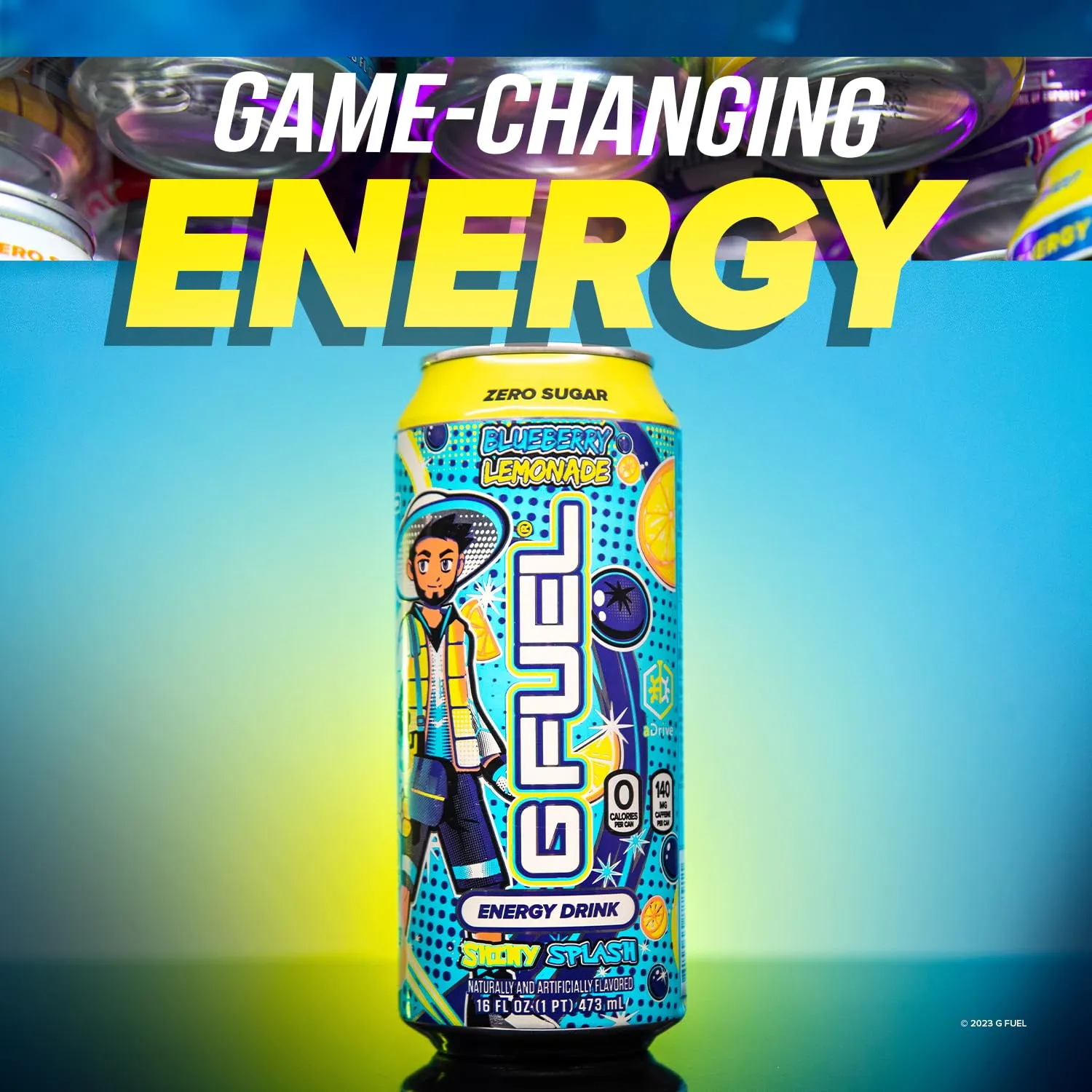 G Fuel Energy Drink, Blueberry Lemonade, Sugar Free Beverage with 140mg Caffeine, Daily Energy Boost with Focus Amino, Vitamin   Antioxidants, 16 oz Cans (aDrive, 12-Pack)