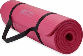 Gaiam Essentials Thick Yoga Mat Fitness & Exercise Mat with Easy-Cinch Yoga Mat Carrier Strap, 72"L x 24"W x 2/5 Inch Thick