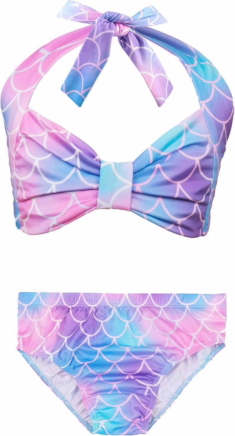 GALLDEALS Girls 3 Piece Swimsuit Bathing Suits Bikini with Cover Up Skirt 3 to 12 Years