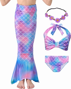 GALLDEALS Girls 3 Piece Swimsuit Bathing Suits Bikini with Cover Up Skirt 3 to 12 Years