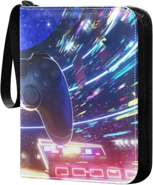 Game-joypad-colorful-lights Trading Card Protectors Holder Collectible Album for Sports Card Collection Storage 400 pockets Game Card Binder, JDJSDJJJ823158
