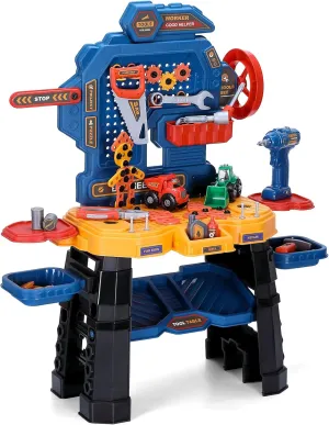 GAOMON Kids Tool Bench with Realistic Tool Set and Electric Drill, Construction Play Learning Workbench for Ages 3-8